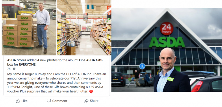 Hackers impersonate ASDA CEO Roger Burnley in free £35 gift box shopper scam
