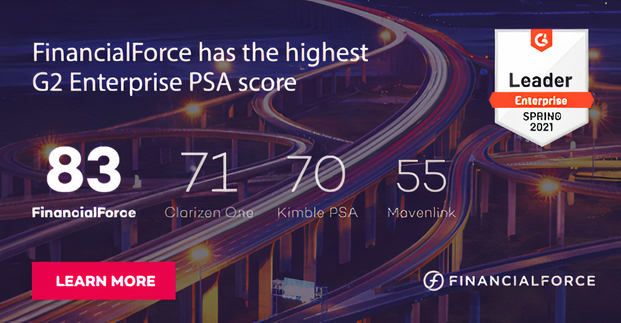 G2 Names FinancialForce the Top Professional Services Automation Software for the Enterprise for Ninth Consecutive Quarter