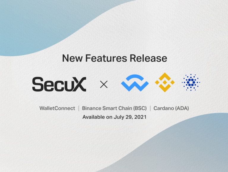 SecuX New Features Release: WalletConnect, BSC and ADA support