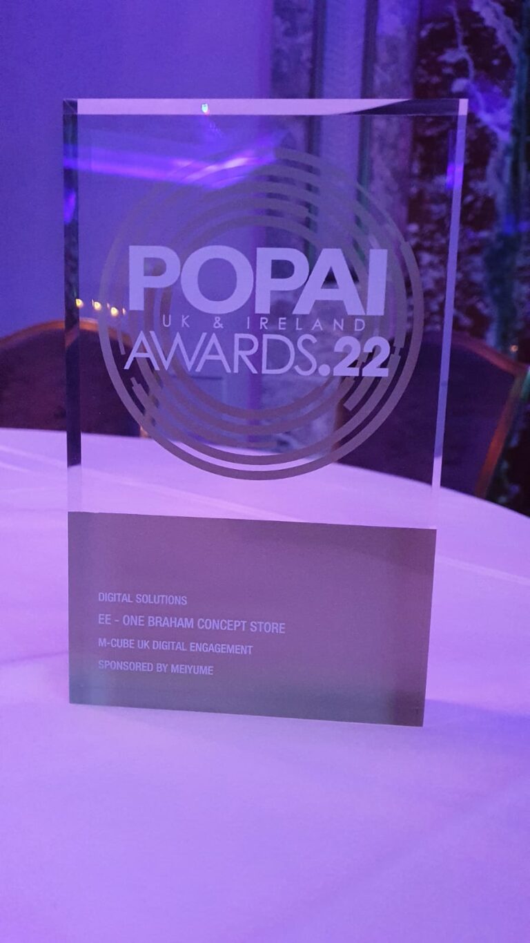 M-Cube wins 2022 Gold POPAI UK & Ireland Award for Digital Solutions with EE