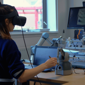 Woman working with robotics
